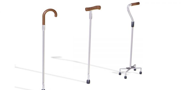 An illustration depicting different walking cane types